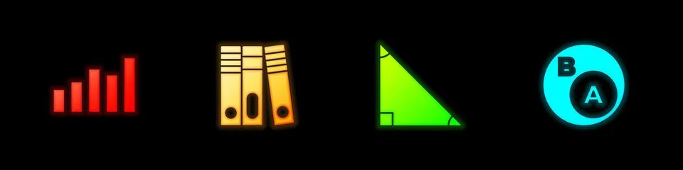Set Graph, schedule, chart, diagram, Office folders, Triangle math and Subsets Illustrazione stock