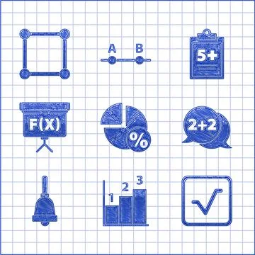 Set Graph, schedule, chart, diagram, Square root, Equation solution, Ringing Stock Illustration
