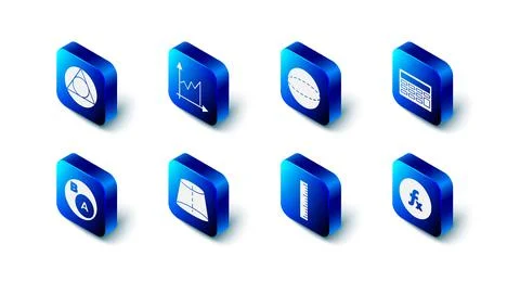 Set Graph, schedule, chart, diagram, Geometric figure Sphere, Calculator, Fun Stock Illustration