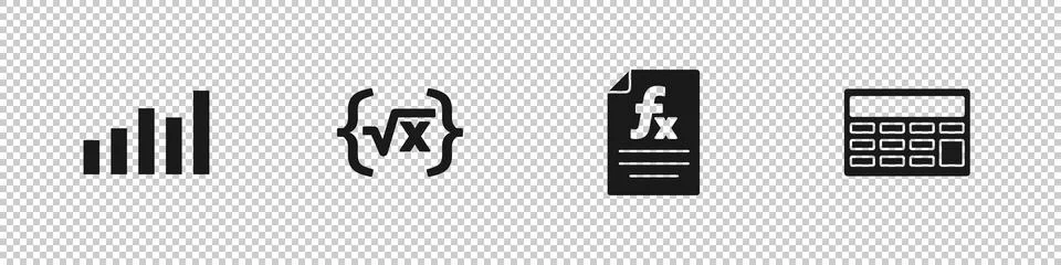 Set Graph, schedule, chart, diagram, Square root of x glyph, Function mathe.. Stock Illustration