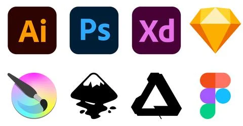 Set of graphic design software logo Stock Illustration