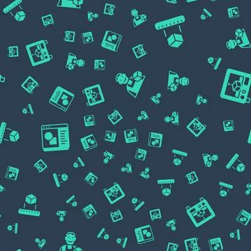 Set Graphic designer, Isometric cube, 3D printer software and on seamless Ilustração Stock