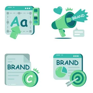 Set of Graphic Designing Flat Icons Stock Illustration