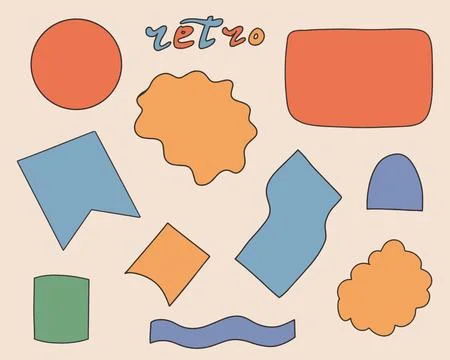 A set of graphic elements. Abstract geometric figures. retro forms. イラスト素材