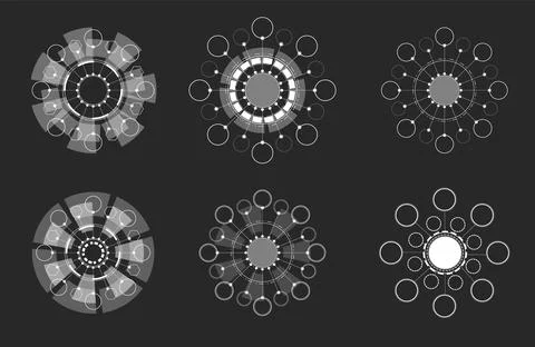 A set of graphic elements with blank windows for inserting different elements. Stock Illustration