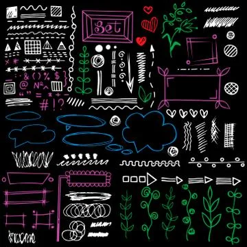 Set of graphic elements in doodle style. eps8 イラスト素材