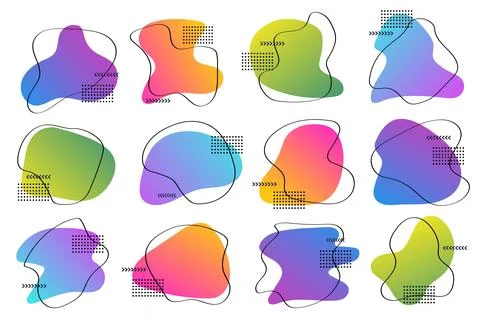 Set of graphic elements flowing liquid shapes Stock Illustration