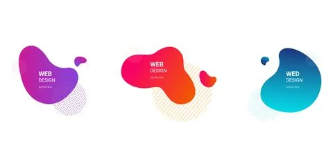 Set of graphic fluid elements for modern design. Abstract dynamic forms. Bann Stock Illustration