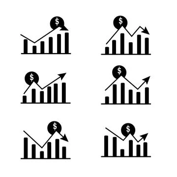 Set of graphic icons with dollar Stock Illustration