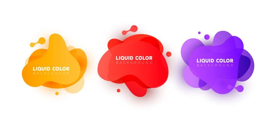 Set of graphic liquid color elements Stock Illustration