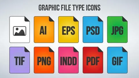 Set of graphic or Image File Formats icons. Vector illustration isolated on Stock Illustration