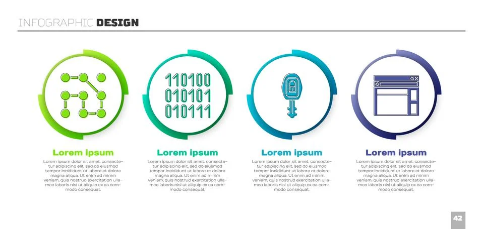 Set Graphic password protection, Binary code, Car key with remote and Website Stock Illustration