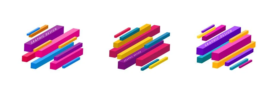 Set of graphic shapes abstract vector background. Minimal geometric lines design Stock Illustration