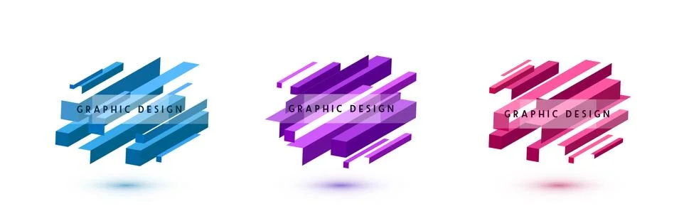 Set of graphic shapes abstract vector background. Minimal geometric lines design Stock Illustration
