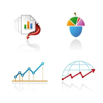Set of graphic symbols on analytical theme Stock Illustration