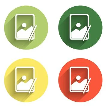 Set Graphic tablet icon isolated with long shadow background. Color circle .. Illustrazione stock