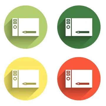 Set Graphic tablet icon isolated with long shadow background. Color circle .. Stock-Illustration