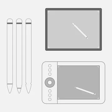 Set of graphic Tablets with Pens Stock Illustration