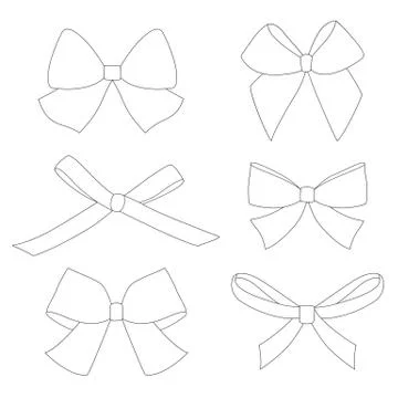 Set of graphical decorative bows Ilustração Stock