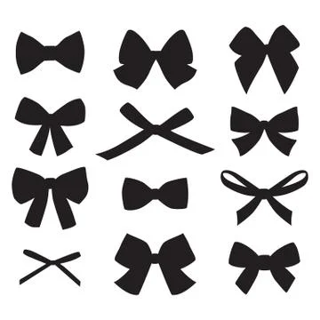 Set of graphical decorative bows Stock Illustration