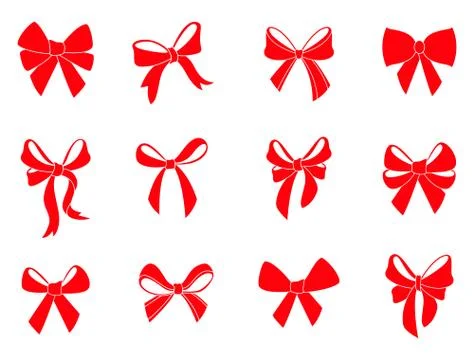 Set of graphical decorative bows. Illustration