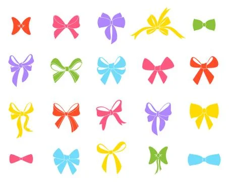 Set of graphical decorative bows. Stock Illustration