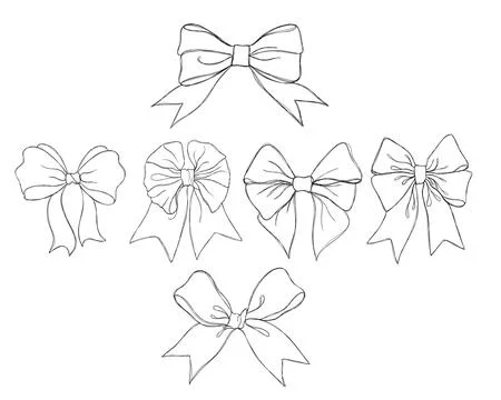 Set of graphical decorative bows. Stock Illustration