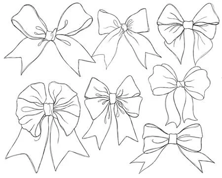 Set of graphical decorative bows. Stock Illustration