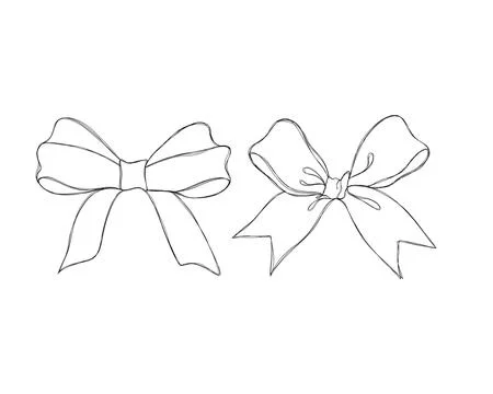Set of graphical decorative bows. Line art design holiday bows tattoo idea Stock Illustration