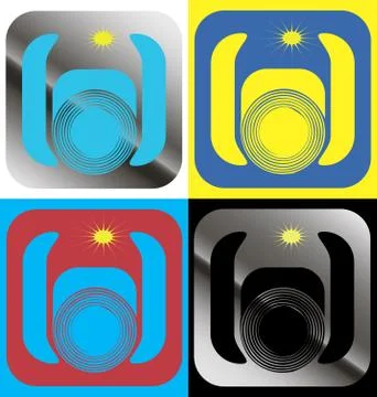 A set of graphical icons with a color camera Stock Illustration
