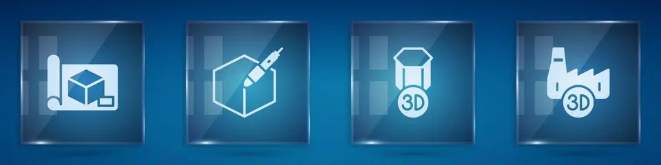 Set Graphing paper for engineering, 3d pen tool, 3D printer and Printing house Stock Illustration