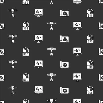 Set Graphing paper for engineering, 3D printer services, house and software on 스톡 일러스트