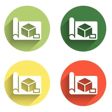 Set Graphing paper for engineering icon isolated with long shadow backgroun.. Stock Illustration