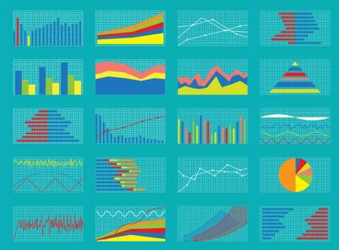 Set of Graphs and Charts. Data, Statistic, Informative イラスト素材
