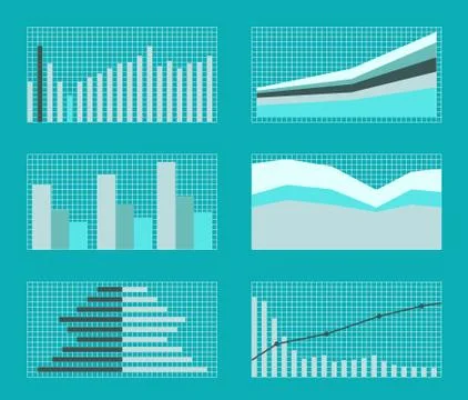 Set of Graphs and Charts. Data, Statistic, Informative 스톡 일러스트