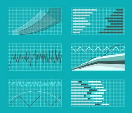 Set of Graphs and Charts. Data, Statistic, Informative Stock Illustration