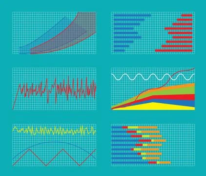 Set of Graphs and Charts. Data, Statistic, Informative Stockillustratie