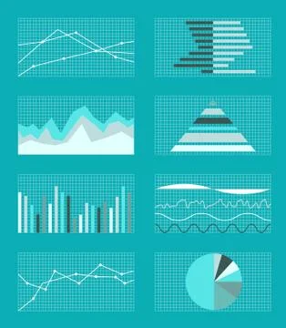 Set of Graphs and Charts. Data, Statistic, Informative イラスト素材