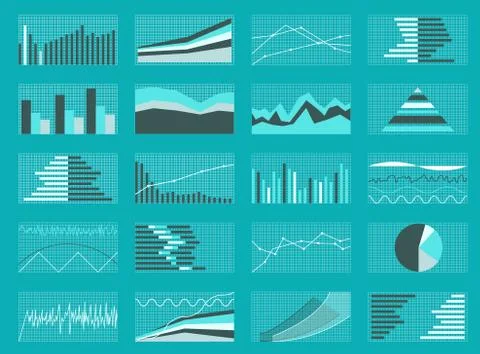 Set of Graphs and Charts. Data, Statistic, Informative イラスト素材