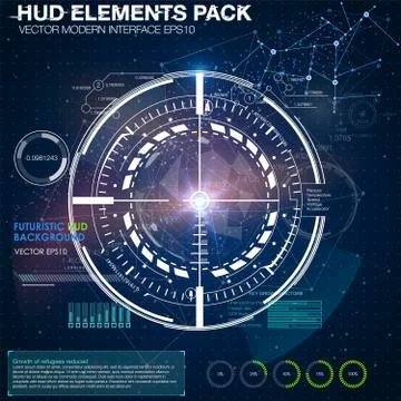 Set graphs and charts. Statistic and data, information infographic. HUD Stock Illustration