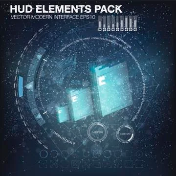 Set graphs and charts. Statistic and data, information infographic. HUD Stock Illustration