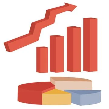 Set of graphs, charts and arrows showing the direction of upward movement Stock Illustration