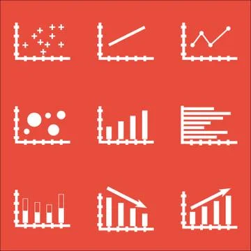 Set Of Graphs, Diagrams And Statistics Icons. Premium Quality Symbol Collecti Stock Illustration
