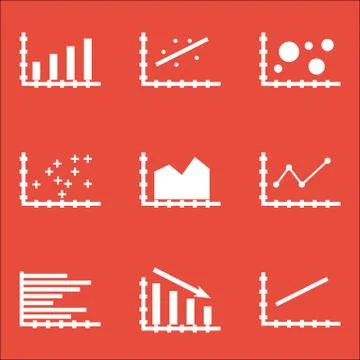 Set Of Graphs, Diagrams And Statistics Icons. Premium Quality Symbol Collecti Stock Illustration