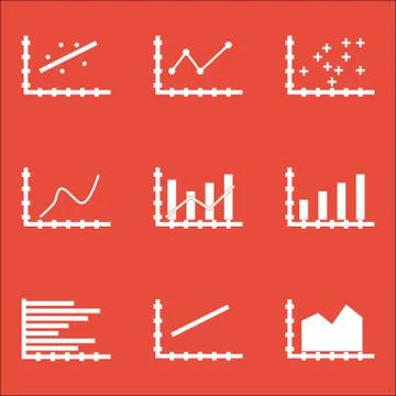 Set Of Graphs, Diagrams And Statistics Icons. Premium Quality Symbol Collecti Stock Illustration