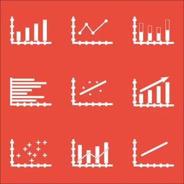 Set Of Graphs, Diagrams And Statistics Icons. Premium Quality Symbol Collecti Illustrazione stock