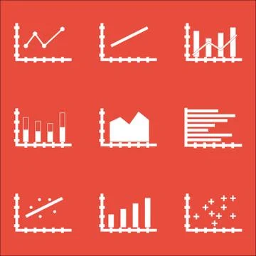 Set Of Graphs, Diagrams And Statistics Icons. Premium Quality Symbol Collecti Stock Illustration