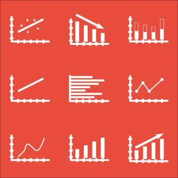 Set Of Graphs, Diagrams And Statistics Icons. Premium Quality Symbol Collecti Stock Illustration