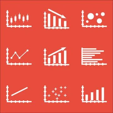 Set Of Graphs, Diagrams And Statistics Icons. Premium Quality Symbol Collecti Stock Illustration