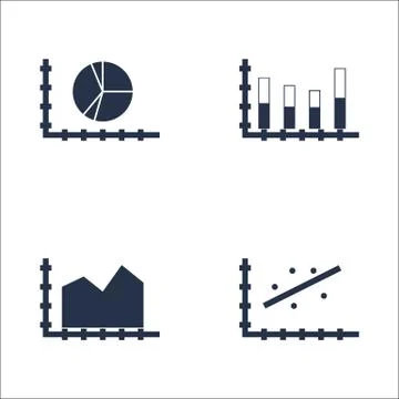 Set Of Graphs, Diagrams And Statistics Icons. Premium Quality Symbol Collecti Stock Illustration